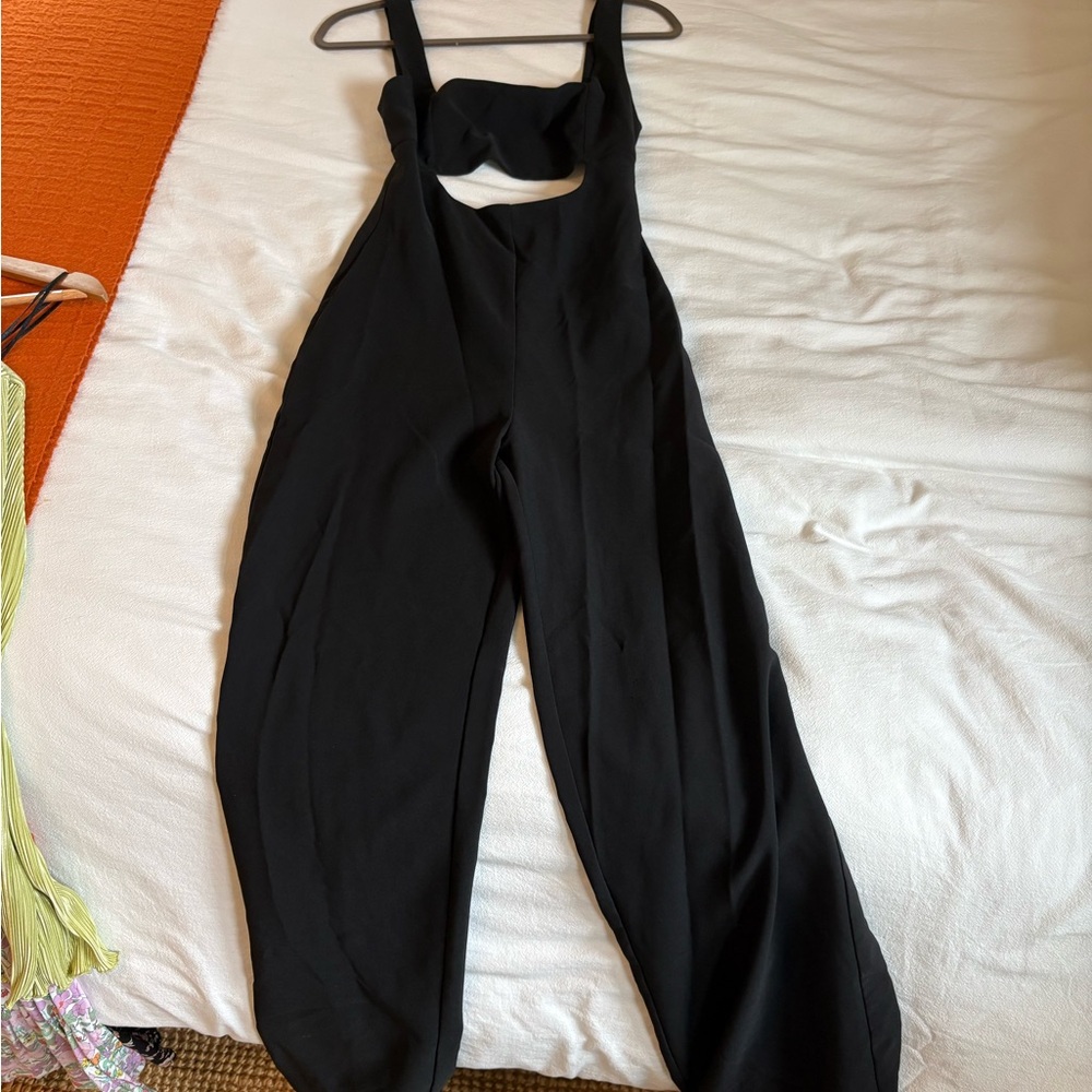 Zara Black Wide-Leg Jumpsuit with Cutout Detail
